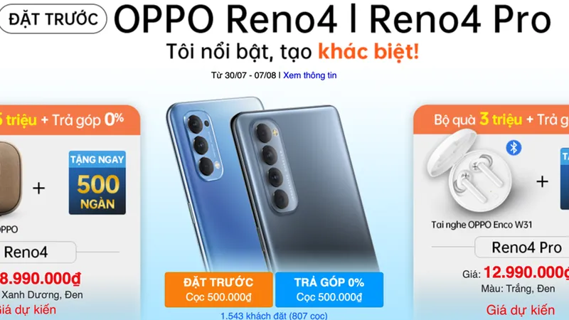 OPPO Reno4 và Reno4 Pro ghi nhận hơn 2.500 khách hàng đặt cọc đầu tiên 