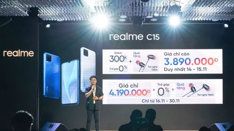realme C15 lên kệ với mức giá 4,2 trệu đồng 