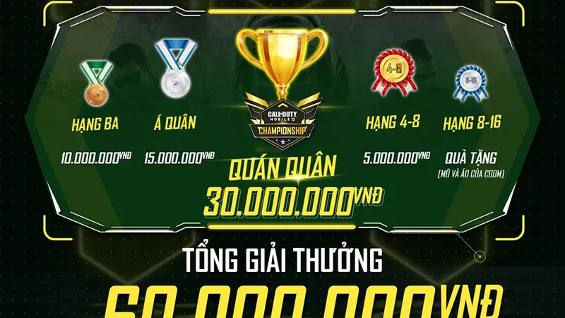 Nhiều phẩn thưởng hấp dẫn từ ấu online Call of Duty Mobile Tournament