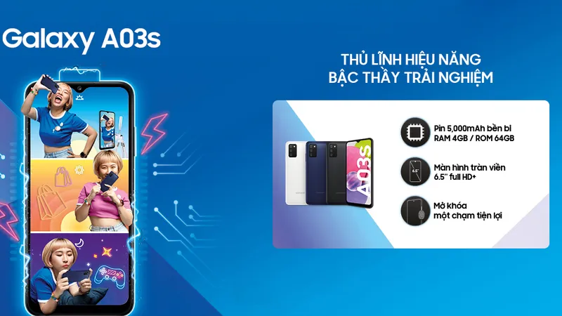 Galaxy A03s nằm ở phân khúc dưới 4 triệu đồng 