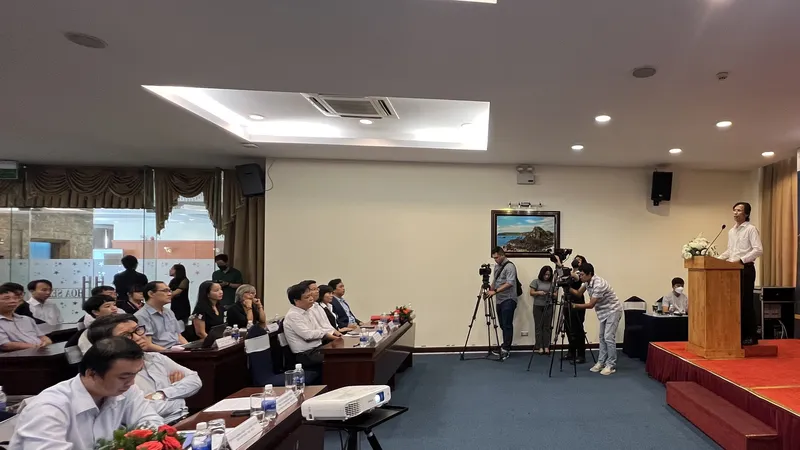 Nguyễn Anh Thi, Trưởng Ban Quản lý Khu Công nghệ cao TPHCM phát biểu tại lễ công bố cuộc thi