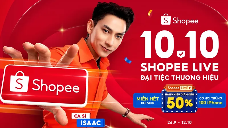 Shopee tiếp tục mang đến sự kiện 10-10 Shopee Live Đại tiệc thương hiệu