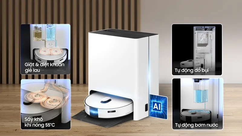 Robot hút lau giặt sấy Bespoke Jet Bot của Samsung