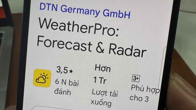 Ứng dụng dự báo thời tiết Weather Pro có hơn 1 triệu lượt tải trên Android