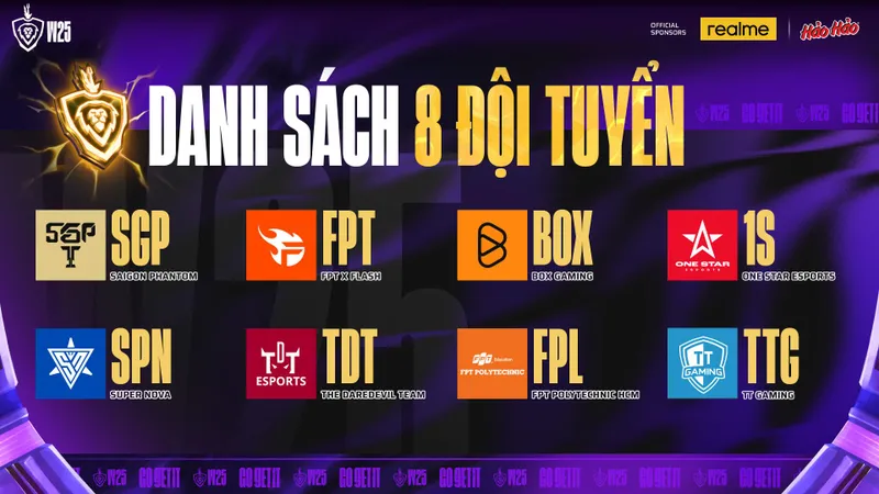 Danh sách 8 đội tham gia giải đấu