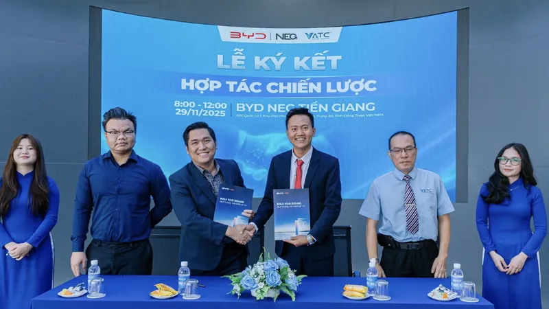 Lễ ký kết hợp tác chiến lược giữa BYD NEG và VATC tại BYD NEG Tiền Giang