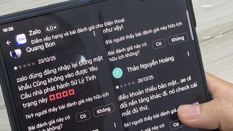 Zalo đã nhận được các bình luận và đánh giá "một sao" trên kho ứng dụng CHPlay
