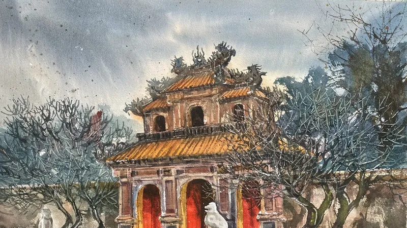"Huế - chuyện xưa thành cũ" là sự kết hợp duyên dáng giữa tranh và sách về kinh thành Huế