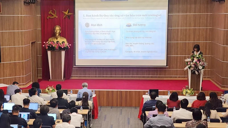 Hội nghị sơ kết lĩnh vực thông tin điện tử 6 tháng đầu năm 2026 do Cục Phát thanh, Truyền hình và Thông tin điện tử. Ảnh: THU HÀ