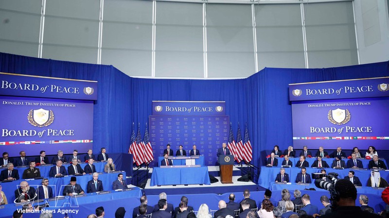 苏林总书记出席加沙和平委员会开幕会议。图自越通社