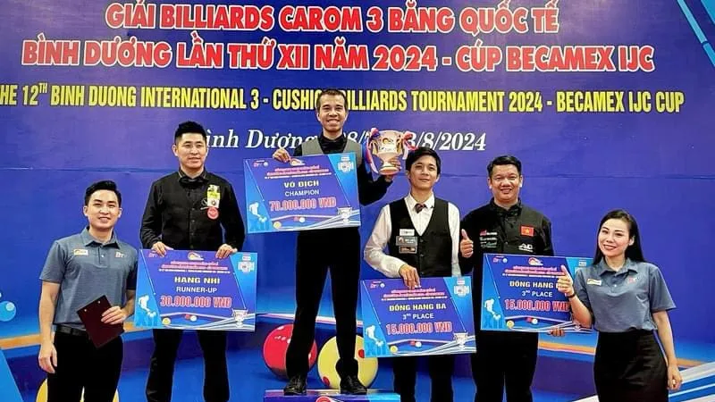Trần Quyết Chiến khẳng định sức mạnh đăng quang giải Billiards Carom 3 băng Quốc tế Bình Dương 2024
