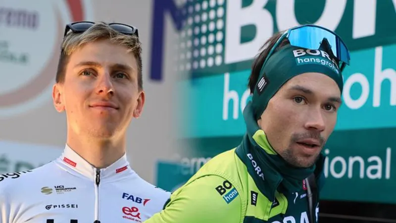 Primoz Roglic (phải) cố gắng né tránh đối đầu trực tiếp với Tadej Pogacar 
