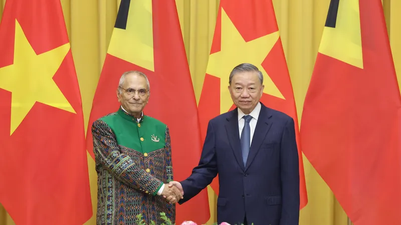 Chủ tịch nước Tô Lâm chủ trì lễ đón chính thức Tổng thống Timor-Leste José Ramos-Horta. Ảnh: QUANG PHÚC