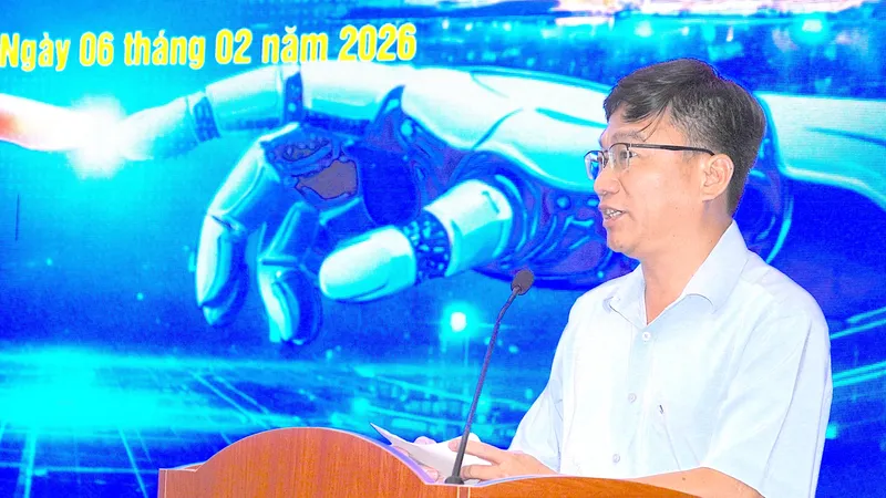 Phó Giám đốc Sở KH-CN TPHCM Trần Trọng Tuyên phát biểu tại hội nghị. ẢNH QUANG HUY