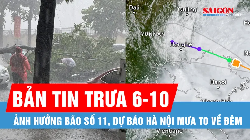 Bản tin trưa 6-10: Ảnh hưởng bão số 11, dự báo Hà Nội mưa to về đêm; Quảng Ngãi xảy ra 14 trận động đất liên tiếp