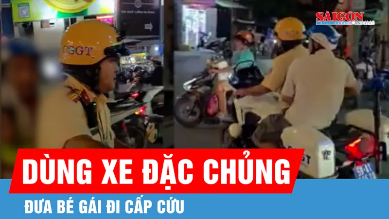 Cảnh sát giao thông TPHCM dùng xe đặc chủng đưa bé gái đi cấp cứu