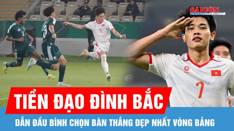 Pha ghi bàn của Đình Bắc vào lưới U23 Saudi Arabia vào top đề cử bàn thắng đẹp