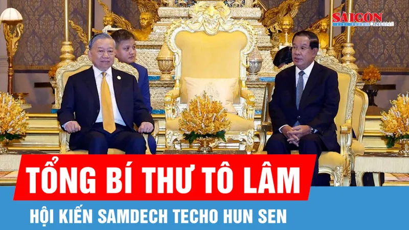 Tổng Bí thư Tô Lâm hội kiến Samdech Techo Hun Sen