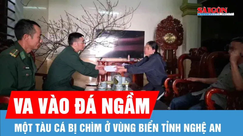 Va vào bãi đá ngầm, một tàu cá bị chìm ở vùng biển tỉnh Nghệ An 
