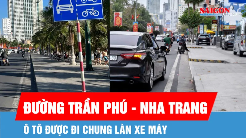 Ô tô nhập làn xe máy trên đường Trần Phú - Nha Trang