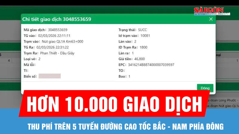 Hơn 10.000 giao dịch sau 10 giờ thu phí 5 đoạn đường cao tốc Bắc - Nam