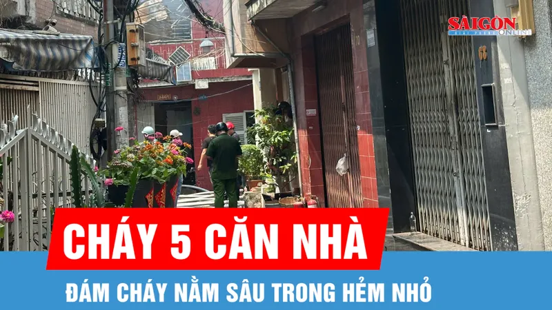 Cháy 5 căn nhà trên đường Thái Phiên, phường Minh Phụng 