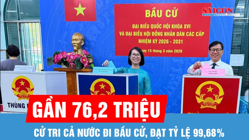 Gần 76,2 triệu cử tri cả nước đi bầu cử, đạt tỷ lệ 99,68%
