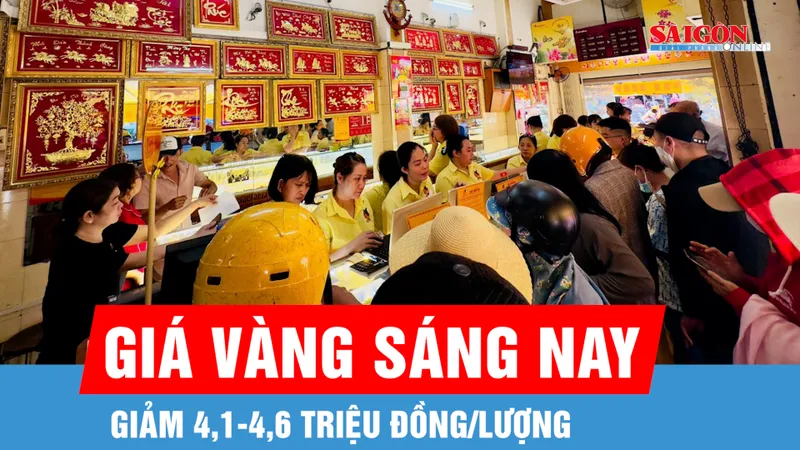 Giá vàng sáng nay giảm 4,1-4,6 triệu đồng/lượng