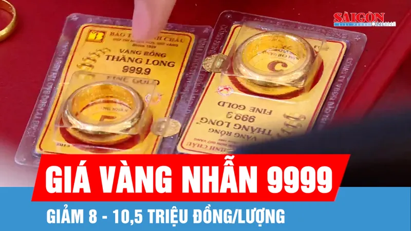 Giá vàng nhẫn 9999 chiều nay giảm 8 - 10,5 triệu đồng/lượng
