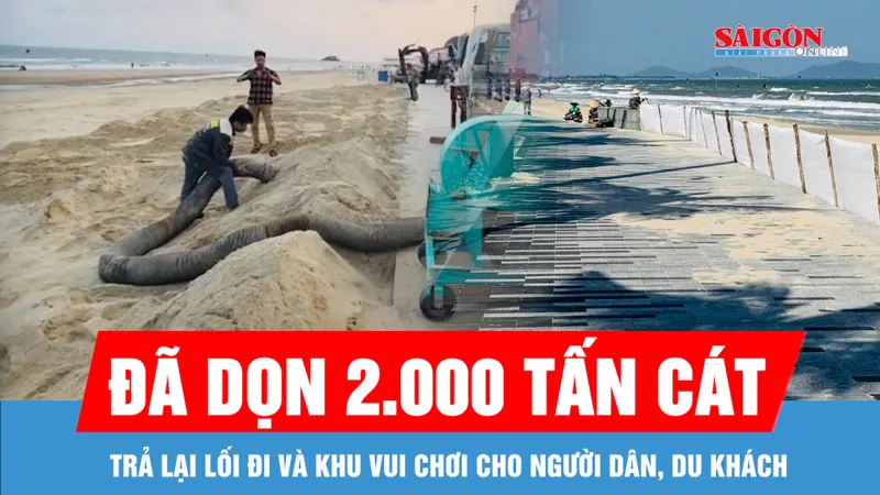 Hơn 2.000 tấn “cát bay” xâm lấn khu vực Bãi Sau đã được dọn