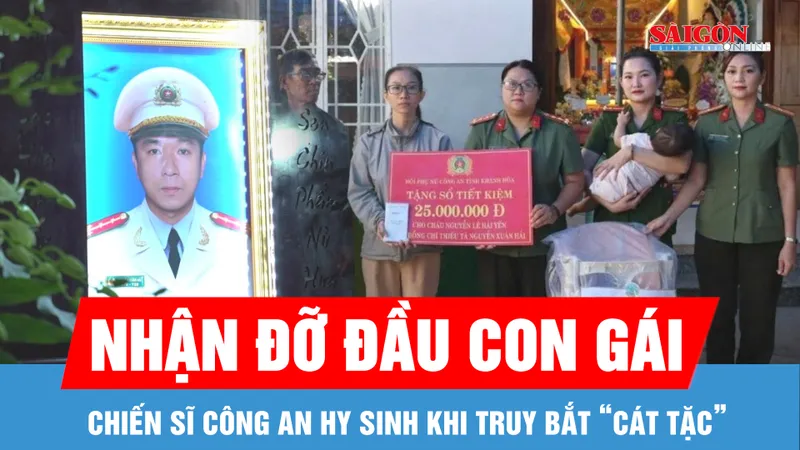 Nhận đỡ đầu con gái chiến sĩ công an hy sinh khi truy bắt “cát tặc”