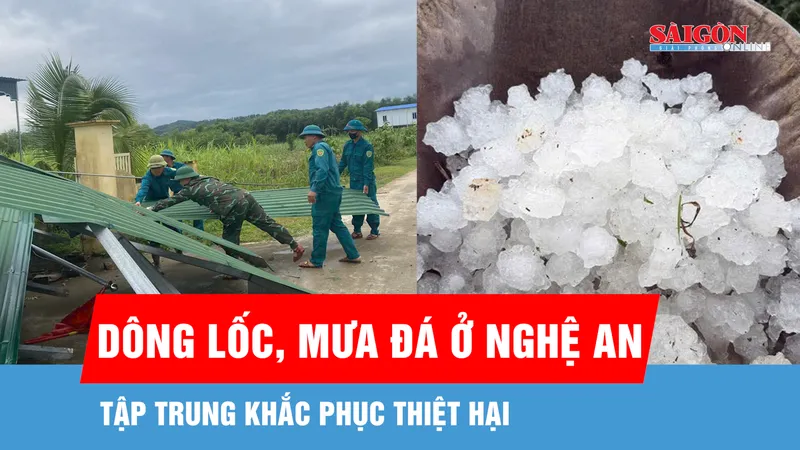 Tập trung khắc phục thiệt hại dông lốc, mưa đá ở Nghệ An