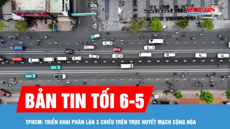 Bản tin tối 6-5: TPHCM: Lần đầu tiên triển khai phân làn 3 chiều trên trục huyết mạch Cộng Hòa