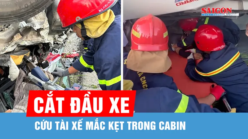 Cứu tài xế mắc kẹt trong cabin sau tai nạn trên cao tốc La Sơn - Hòa Liên