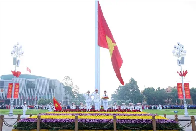 The flag-raising ceremony marking the 81st anniversary of Vietnam’s National Day at Ba Dinh Square in Hanoi on September 2. (Photo: TTXVN)