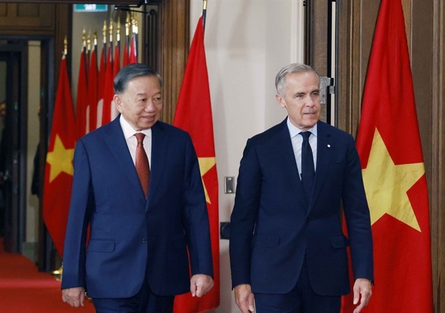 General Secretary of the Communist Party of Vietnam Central Committee and President To Lam held talks with Canadian Prime Minister Mark Carney in Ottawa on September 24 (local time) as part of his State visit to Canada. (Photo: VNA/VNS)