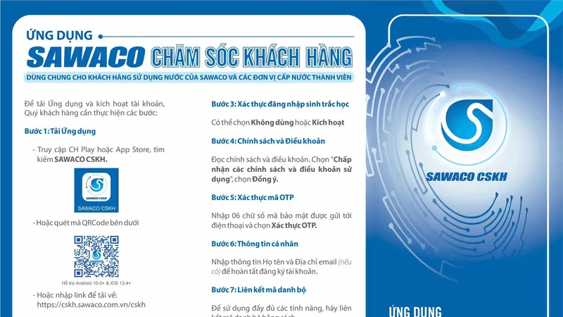 Giao diện ứng dụng Chăm sóc khách hàng SAWACO