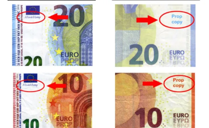Cách phân biệt EUR thật (bên trái) và giả. Ảnh: website Bundesbank