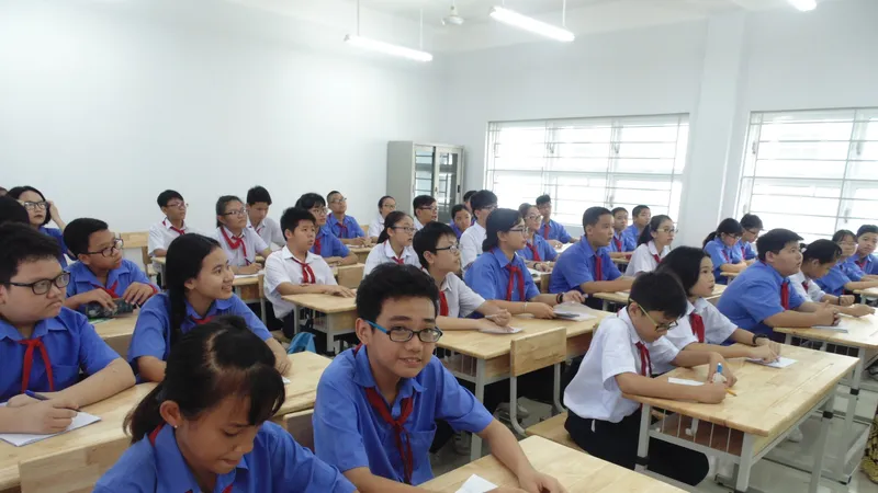 Học sinh Trường THCS Trần Huy Liệu (quận Phú Nhuận) trong một giờ lên lớp