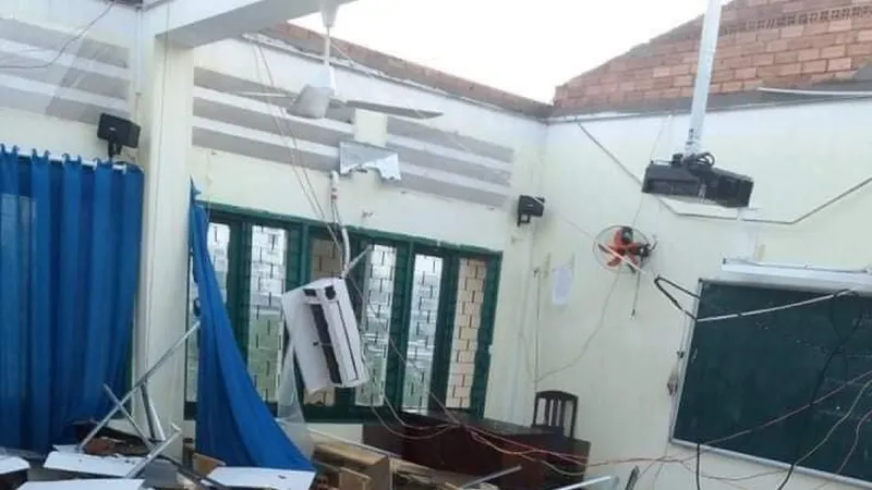 Sử dụng Quỹ phòng chống thiên tai, lụt bão để khắc phục sự cố tốc mái tại Trường Bình Phú