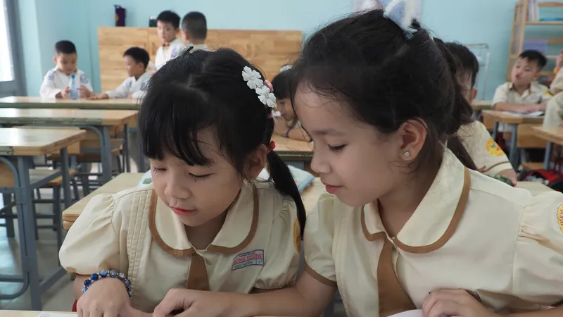 Học sinh Trường Tiểu học Hùng Vương (phường Tân Hòa, TPHCM) trong một giờ học