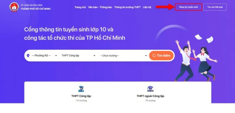Cổng đăng ký tuyển sinh lớp 10 năm học 2026-2027 của TPHCM