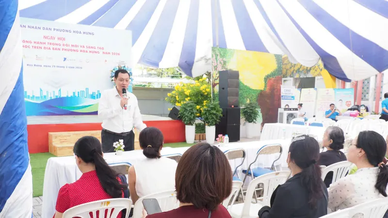Ngày hội tư vấn tuyển sinh đầu cấp năm học 2026-2027 do UBND phường Hòa Hưng tổ chức