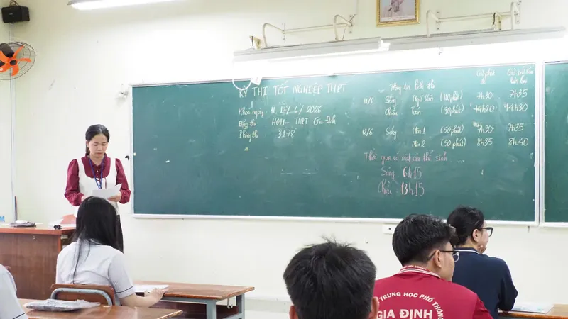 Thí sinh làm thủ tục dự thi tốt nghiệp THPT năm 2026 vào chiều 10-6. 