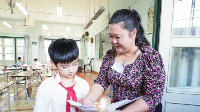 Thí sinh tham dự khảo sát vào lớp 6 Trường THCS-THPT Trần Đại Nghĩa (phường Sài Gòn)