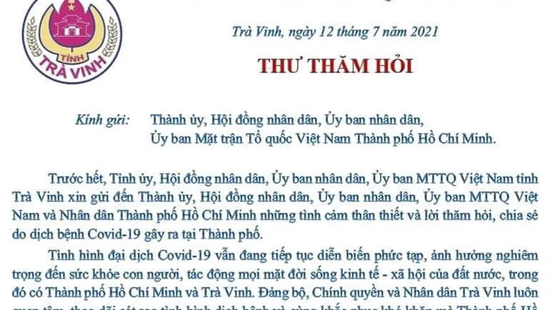 Trà Vinh hỗ trợ TPHCM 600 triệu đồng phòng chống dịch Covid-19