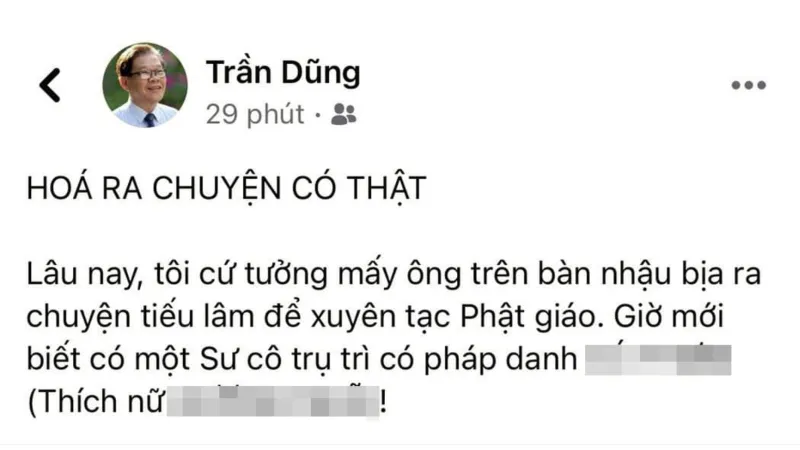 Kiểm điểm Phó Chủ tịch Hội VHNT Trà Vinh vì bỡn cợt pháp danh một ni sư trụ trì