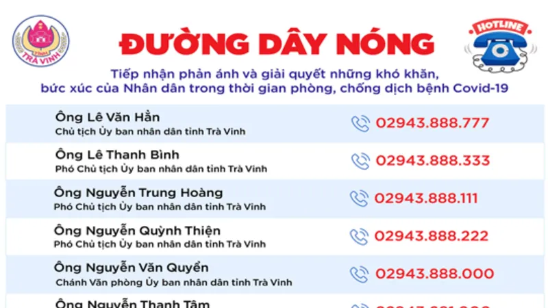 Trà Vinh tiếp nhận phản ánh qua đường dây nóng trong thời gian phòng chống dịch