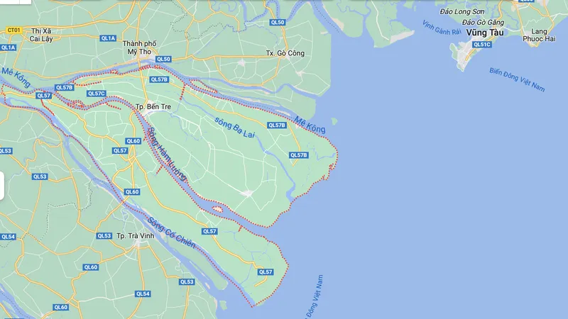 Giai đoạn 1 của tuyến đường bộ ven biển đoạn qua địa phận Bến Tre được đầu tư hơn 13.000 tỷ đồng. Ảnh minh hoạ