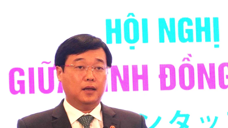 Bí thư Tỉnh ủy Đồng Tháp Lê Quốc Phong phát biểu tại hội nghị Hợp tác đầu tư và thương mại giữa tỉnh Đồng Tháp với doanh nghiệp Nhật Bản